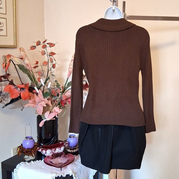 NWT Woman's Dark Brown Zip-Up Cardigan Knitwear Lightweight Sweater 6 S - Picture 9 of 9